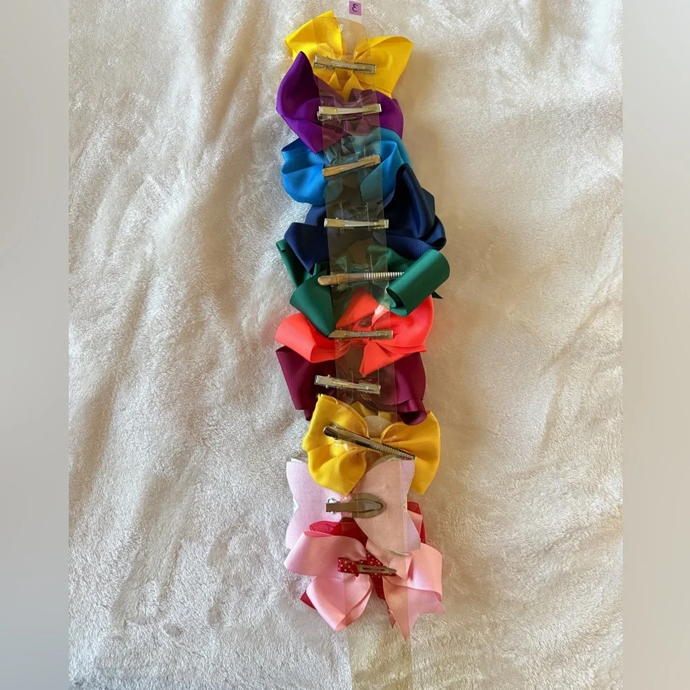 Lot of 10 girl clip on hair bows